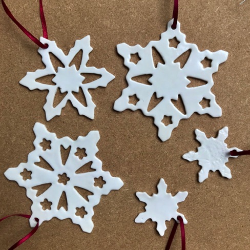 3 sizes of snow flakes: £7.50, £5.00 and £2.50